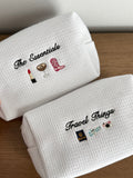 Embroidered Waffle Knit Pouch