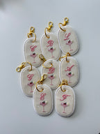 Embroidered Initial with Margarita Design Keychain