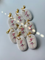 Embroidered Initial with Margarita Design Keychain