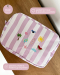 Embroidered Purple Striped Pouch